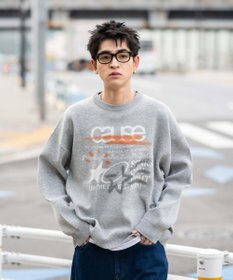 WEGO スプレーグラフィックニットプルオーバー