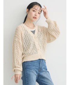 earth music&ecology ファンシーヤーンすかしニットカーディガン