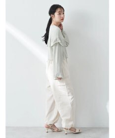 earth music&ecology フリル切替えショートブラウス