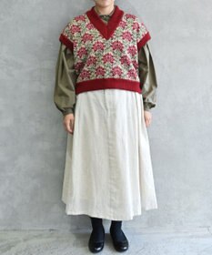 muuc 〈うっとり柔らか上質な極細繊維〉〈前身頃は希少なモヘアとシルク×後ろ身頃はウール100%〉フラワージャカード ベスト