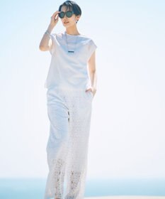 自由区 L 【カタログ掲載・洗える】リネンサッカーコンビブロッキング カットソー