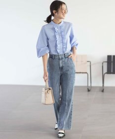 組曲 コンパクトシャーティング フリルブラウス