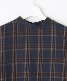 J.PRESS LADIES 【洗える】綿セルロースクリアチェック ボリューム袖 ブラウス