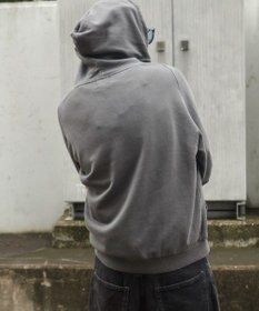 WEGO 【ユニセックス着用ITEM】ピグメントダメージアップリケZIPパーカー