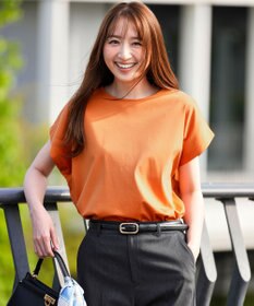 ANY SIS 【シルクタッチさら魅せTシャツ】後ろコクーン プルオーバー オレンジ