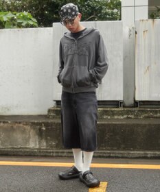 WEGO 【ユニセックス着用ITEM】ピグメントダメージアップリケZIPパーカー