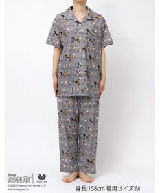WACOAL PEANUTS パジャマ 5分袖 半袖 8分丈 綿100%(本体) スヌーピー レディース FDT167 /ワコール