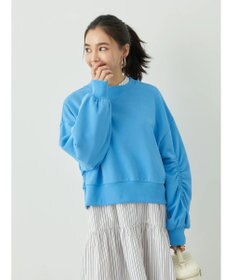 earth music&ecology クルーネック袖シャーリングスウェット