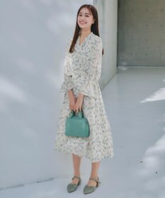 Tiaclasse 【洗える】プリントボウタイ柄ワンピース