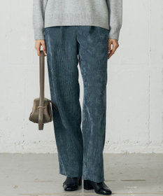 自由区 L 【17号サイズまで展開・カタログ掲載】ソフトコーデュロイワイド パンツⅡ ダルブルー