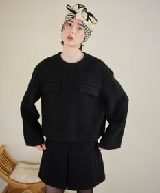 #Newans 【セットアップ可能】ワイドスリーブツイードプルオーバー