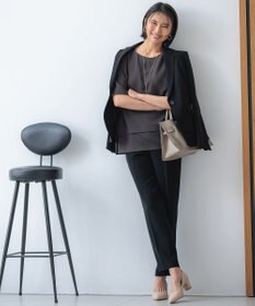 23区 【洗える】ストレッチジョーゼット ラウンドネック カットソー