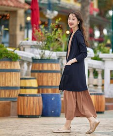 Tiaclasse L 【洗える新色追加・洗える】サマーニットフードロングカーディガン