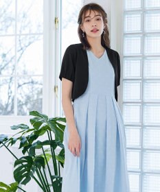 Tiaclasse 【洗える】大人上品なタックパフスリーブボレロ