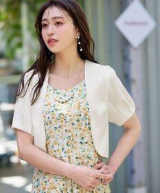 Tiaclasse 【洗える】大人上品なタックパフスリーブボレロ