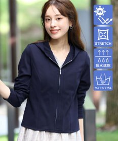 Tiaclasse 【UVカット・吸水速乾・洗える】 “きれい見え” カットソーラインフードパーカー