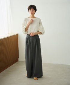 #Newans 【金子綾さんインスタライブご紹介アイテム】【洗える/セットアップ可能】ふくれジャガード パフスリーブブラウス