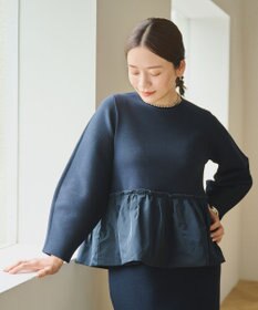 #Newans 【洗える】コンビネーションペプラムチュニックニット