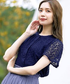 Tiaclasse 【洗える】チュールレースブラウス