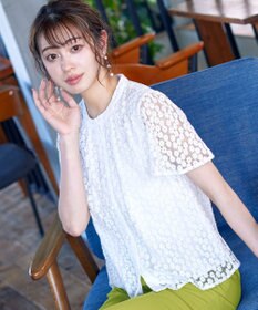 Tiaclasse 【洗える】チュールレースブラウス