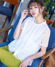 Tiaclasse 【洗える】チュールレースブラウス