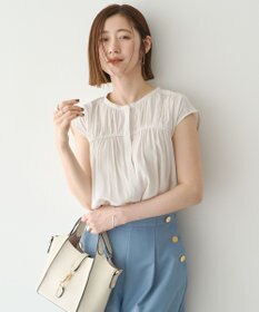 YECCA VECCA <<接触冷感>>フレンチスリーブギャザーブラウス