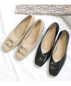Pointer 日本製 バックルモチーフスクエアトゥパンプス