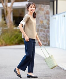 Tiaclasse L 【洗える】配色カフスニットトップス