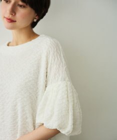 #Newans 【金子綾さんインスタライブご紹介アイテム】【洗える/セットアップ可能】ふくれジャガード パフスリーブブラウス