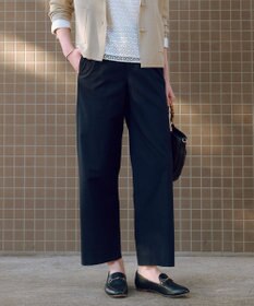 J.PRESS LADIES TCリネン ドライツイル ストレート パンツ ネイビー系