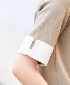 Tiaclasse L 【洗える】配色カフスニットトップス