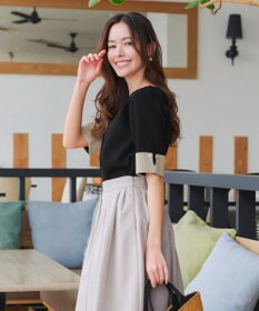 Tiaclasse L 【洗える】配色カフスニットトップス