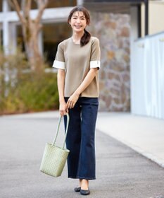 Tiaclasse L 【洗える】配色カフスニットトップス