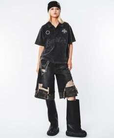 WEGO 【ユニセックス着用ITEM】ブリーチグラフィックポロシャツ（SS）