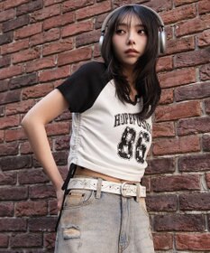 WEGO キーネックサイドレースアップちびT