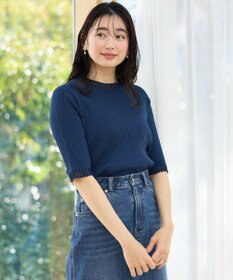 ANY L ポイントシアーリブニット