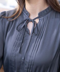 Tiaclasse L 【洗える】細リボンギャザーワンピース