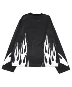 WEGO 【ユニセックス着用ITEM】ファイヤーパターンゲームロゴT（長袖）