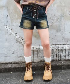 WEGO レースアップデニムショートパンツ