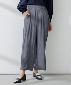 組曲 【洗える】ギャザーライトデシン パンツ ロング丈