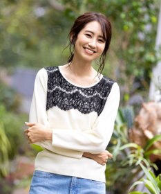 Tiaclasse L 【洗える】大人上品なスカラップレースコンビニット