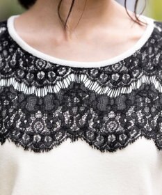 Tiaclasse L 【洗える】大人上品なスカラップレースコンビニット