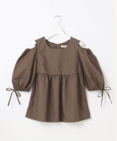 Feroux 【洗える】フクレジャガードチュニック ブラウス