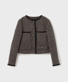 GRACE CONTINENTAL シャギーチェックノーカラージャケット