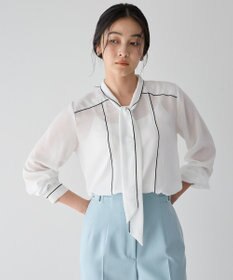 YECCA VECCA 配色ラインボウタイブラウス