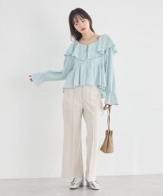 earth music&ecology 【予約】ラッフルカラーカットブラウス