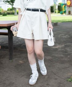 WEGO ベルト付デニムタックショートパンツ