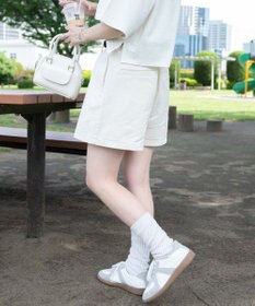 WEGO ベルト付デニムタックショートパンツ