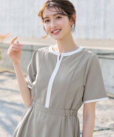 Tiaclasse L 配色フレアワンピース