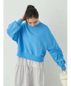 earth music&ecology クルーネック袖シャーリングスウェット